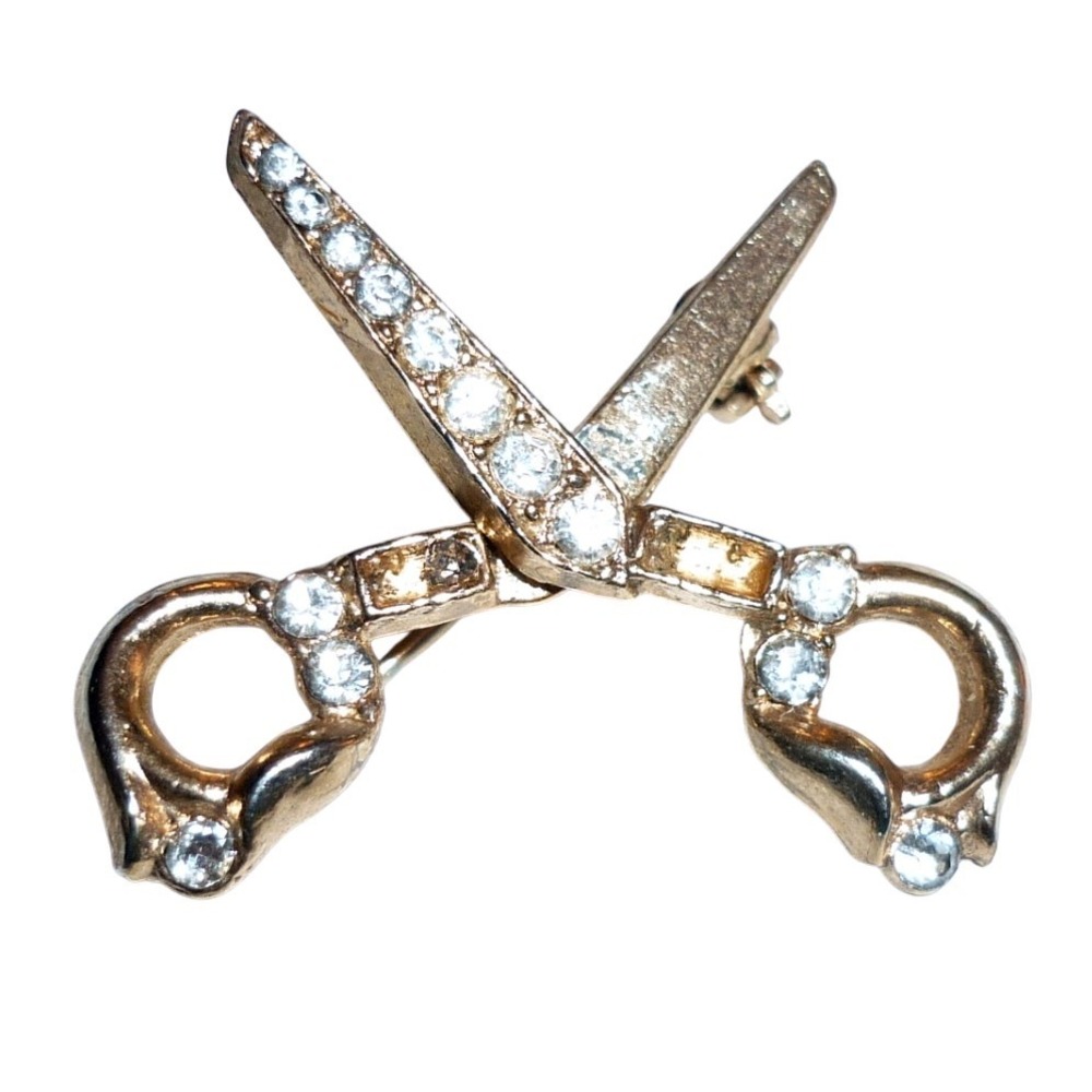 Vintage Articulated Rhinestone Scissors Brooch Moveable Shears Pin As Is Craft